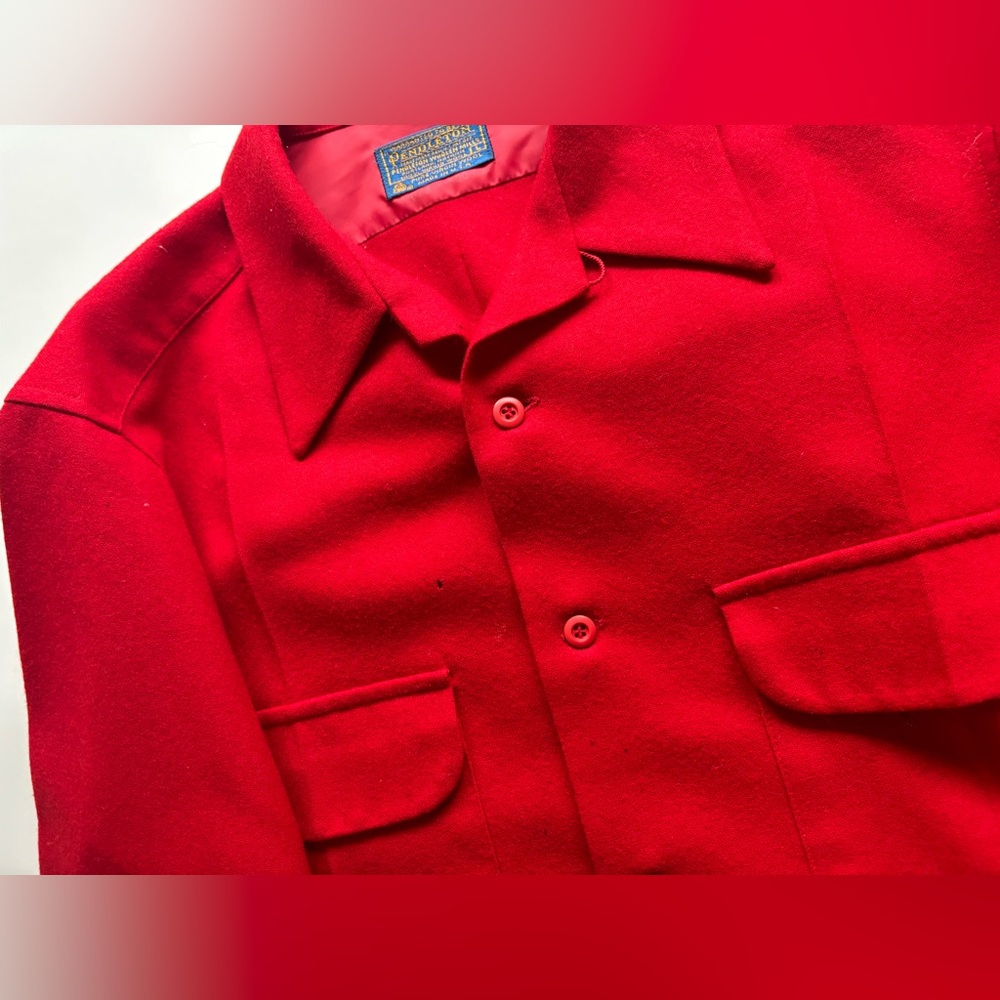 Pendleton Red Button-Up Wool Shirt Jacket - image 2